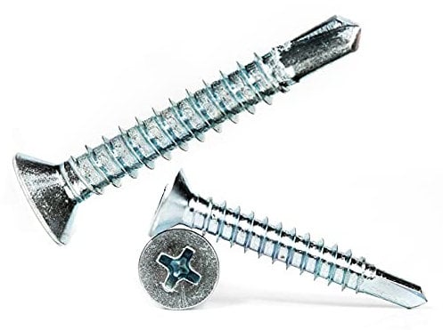 4.8mm x 45mm Self Drilling Countersunk Screws Steel Self Tapping Screws for Metal Sheets Roofing Windows (Pack of 50) F12BC