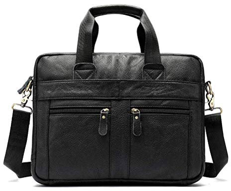 SMSOM Briefcases for Men Leather Laptop Bag Bag Grande capacità Business Business Business Borsa a Tracolla Borsa da Uomo, caffè (Color : Black)