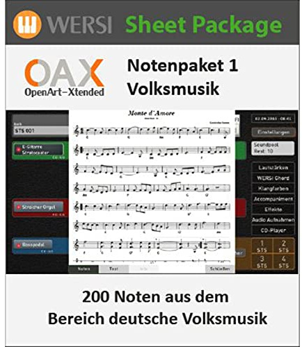 Volksmusik Notenpaket für OAX-Instrumente, 200 leicht spielbare Titel, optimale OAX-Notenanzeige, kompatibel ab Softwarestand V1.30, ideal für volkstümliche Musikliebhaber