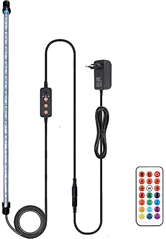 VARMHUS Tauchen Aquarium Licht,Aquarium LED Beleuchtung Die Fernbedienung kann 13 Farben und 5 Helligkeitsstufen einstellen,24/7 Automatischer Öffnungs-Schließzyklus und Dreistufiger Timer (RGB, 71cm)