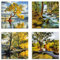 ARTLAND Wanddeko Leinwand Bilder Set 4tlg. je 20x20 cm Quadratisch Wandbilder Gemälde Bergsee Natur Berge Baum See Wald U2XF