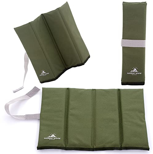 Outdoor World Klappbare Sitzmatte – wärmeisoliert, wasserdicht, feuchtigkeitsbeständig, tragbares Sitzpolster – leichtes Sitzkissen für Outdoor, Camping, Park, Picknick, Wandern,Angeln,Strand (Olive)