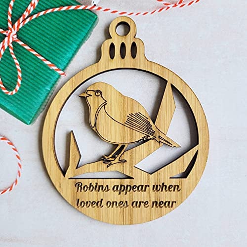 Robins appear when lost loved ones are near Sad Memorial Christmas Tree Bauble Decoration Gift
