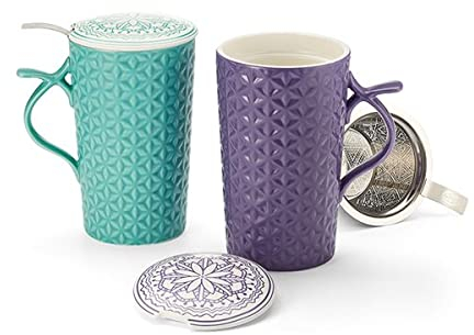 Cha Cult NEU teemando® Teamug Skadi New Bone China-Kräuterteetasse 2-fach sortiert, mit Edelstahlsieb 0,4 l