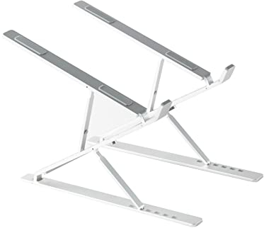 VVGAOGES Laptop Ständer,Aluminium Höhenverstellbarer Belüfteter Notebook Ständer,Faltbarer tragbarer Laptop Stand Halterung alle 10-15,6 ” Laptops Tablet (Silber)