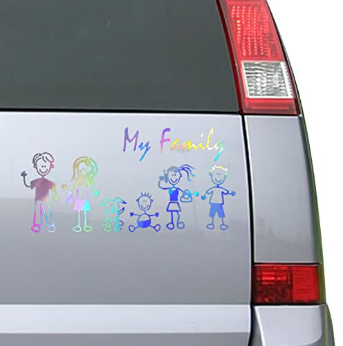 Yajimsa Adesivo per auto a forma di famiglia di trattini, per famiglia, bambini, bambini, bambini, tutto nella famiglia di tratti, vostro divertente