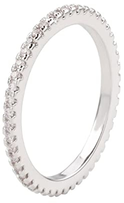 Musihy Ring Zirkonia, Ring Damen Eternity Ring Zirkonring Kreis Kanal Fassung Zirkonia Weiß Ringgröße 53 Mutter Geschenke