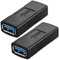 2 adaptadores de conector de extensión JacobsParts USB 3.0 tipo A hembra a hembra F/F (negro)