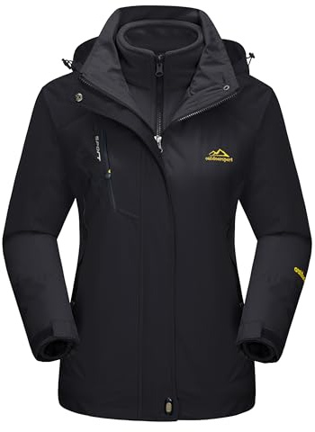 MAGCOMSEN Women Ski Jacket Waterproof Winter Jackets for Women Outdoor Snow Windbreaker Jacket Skiing Warm Jackets Pure Black L