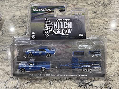 Greenlight Racing Hitch & Tow 1968 Chevy C-10 1967 Chevy Camaro Anhänger 1/64
