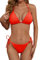 Zuvebamyo Damen Zweiteiliges Bikini Badeanzug Set – Sexy Ripp-Optik Triangle Top, Badeanzüge mit Bindebändern, Cheeky Bikini Sets, Neon-Orange, Medium