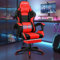 ELFORDSON 2-point Massage Gaming Chair with Extra Large Lumbar Support Head Pillow Footrest, Ergonomic Computer Racing Chairs High Back 150° Recliner Adjustable for Kids Adults, Red & Black