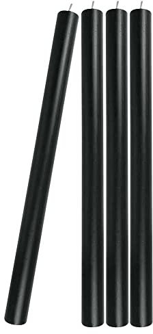 4 Stabkerzen Schwarz Durchgefärbt 29 cm Lang Tropffrei Premium