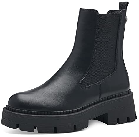 Tamaris Damen Plateaustiefeletten, Frauen Stiefeletten,TOUCHit-Fußbett,flach,Boots,Stiefel,Bootee,Booties,halbstiefel,Black Uni,38 EU