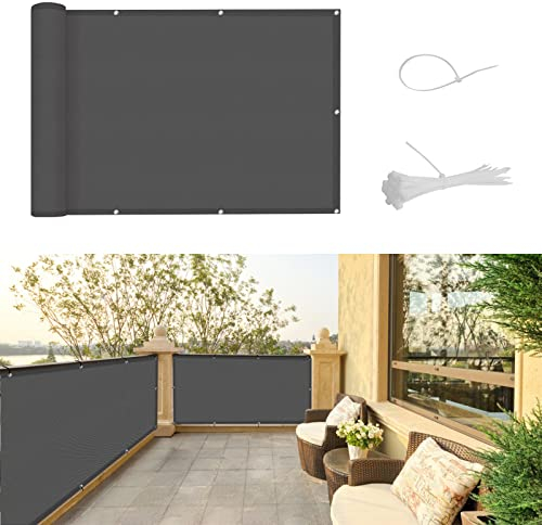 SUNNY GUARD Brise Vue Balcon 150x300cm Cache Vue Balcon,Protection UV,Coupe-Vent et Imperméable,pour Terrasse Jardin Balcon Patio,avec Attaches de câble,Anthracite