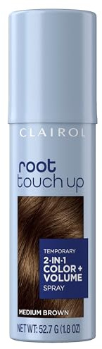 Clairol Root Touch-Up Color + Volume 2-in-1 Temporary Hair Coloring Spray, Medium Brown Hair Color, Pack of 1 - Packaging May Vary