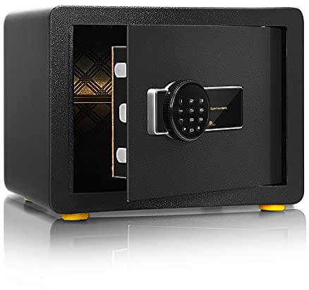 GIANTEX 31,5 L Elektronik Safe Tresor | Zahlenschloss & 2 Notschlüssel | Elektr. Tresor mit sensiblem Alarmsystem | Elektronischer Safe Tresor Feuerfest | Möbeltresor Wandtresor Schwarz 40x30x31cm