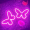 Schmetterlings Neonlichter 2 Stück rosafarbene Schmetterlings-LED Neonlichter, USB oder batteriebetrieben Schmetter Neonschild , Weihnachtsdekoration Hochzeit Geburtstag Party[Energieklasse G]