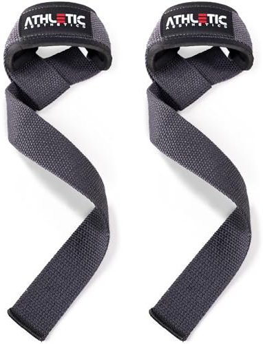 Zughilfen für Krafttraining und Bodybuilding (gepolstert) - Profi Lifting Straps 60 cm Länge für Fitness, Weightlifting, Kreuzheben - Zughilfe im Paar für Frauen und Männer (Dunkelgrau)