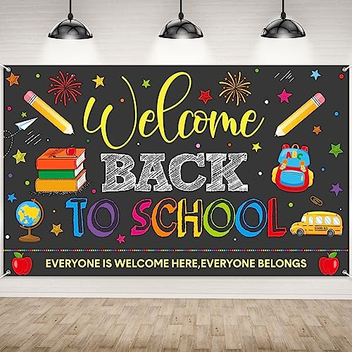 180 x 111 cm Welcome Back to School, Banner, Schild, Schulanfang, Banner, Schild, Polyester, Fotografie-Hintergrund für den ersten Schultag