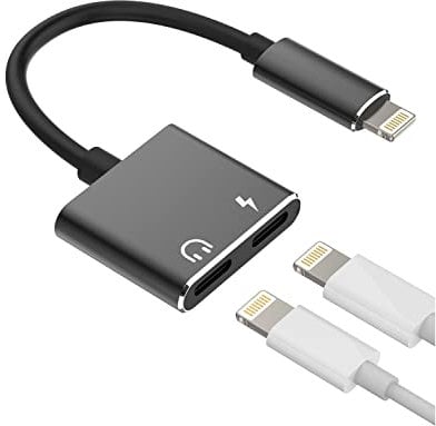 iPhone Headphone Adapter(2in1)Audio Charge Converter Dual Lightning Jack Dongle Splitter Charger Aux Cable Connector Apple MFI Certified for 14 13 12 11 Pro Max Mini 7 8 X Xs Ipad Air Earbud Charging