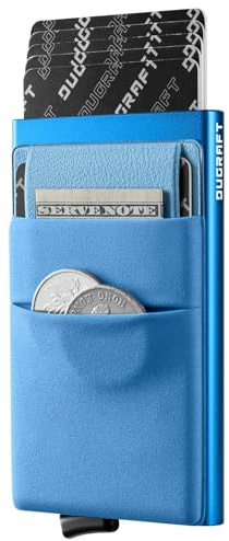 DUGRAFT Porte-Cartes Slim Pop-Up Wallet avec Poche d'argent Minimaliste RFID Blocage Le Porte Cartes de Crédit en Métal en Aluminium pour Hommes