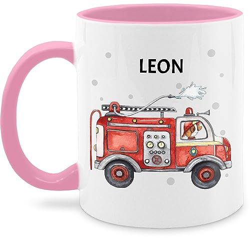 Tasse Tassen 325ml - Feuerwehr Auto I Feuerwehrauto I 112 I Fire Truck I Löschfahrzeug - 325 ml - Rosa - feuerwehrmann zubehör kinder feuerwehrtasse jugendfeuerwehr feuerwehrautos kindertasse