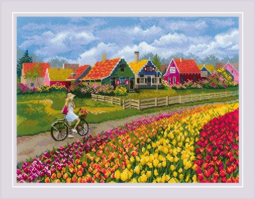 Riolis Kreuzstich Stickpackung Tülpenfeld, Zählmuster, 40x30cm