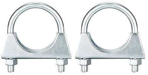 sourcing map Muffler U-Bolt Clamps for 48mm(1-7/8) Diameter Exhaust Tail Pipe, 2pcs Exhaust U Clamp Saddle Type U-Bolt Clamps