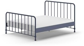 möbelando Metallbett >BRONXX< in Blau matt aus Metall - 166,5x110x207cm (BxHxT)