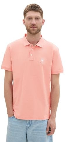 TOM TAILOR Herren Poloshirt mit Ottoman-Struktur , Hazy Coral Rose, XL