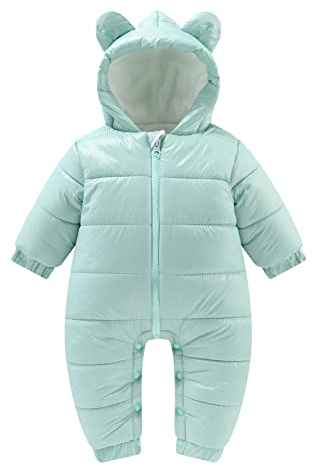 Strampler Neugeborene Reißverschluss mit Ohren Kapuze Winter Baby Kleidung Herbst Warm Fleece Onesie Schlafsack mit Füßen 0-6 Monate Baby Kostüm Babykleidung