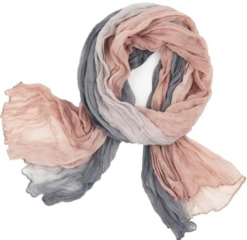 Gloop Écharpe légère pour femme, longue, avec dégradé de couleur, plusieurs couleurs, Gris clair/rose clair, taille unique