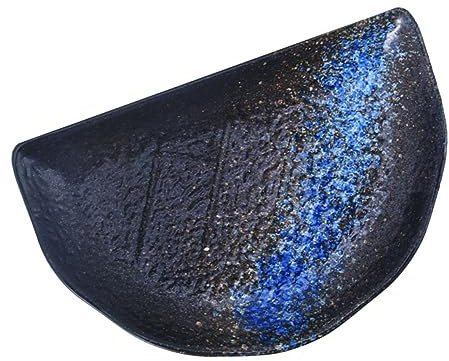 VAKUUM 1Pc Half Moon Disk Jewelry Tray Pasta Plate Dessert Trays Japanese Sushi Dish Ceramic Food Tray Rectangular Ceramic Plate Half-Moon Shaped Plate Decorative Sushi Dish Creative Dish/160