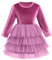 FYMNSI Abito in velluto per bambini, per feste, Natale, con scollo rotondo, linea ad A, per feste, da principessa, in tulle, per autunno e inverno, fucsia, 1-2 Anni