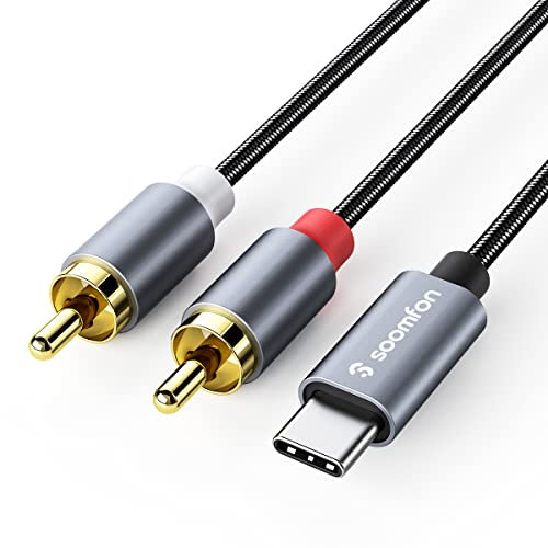 SOOMFON USB C to RCA Audio Cable 2M 2 RAC to USB C Audio Cable for Xiaomi LG Huawei Samsung Pixel Tablet Speaker Car Stereo
