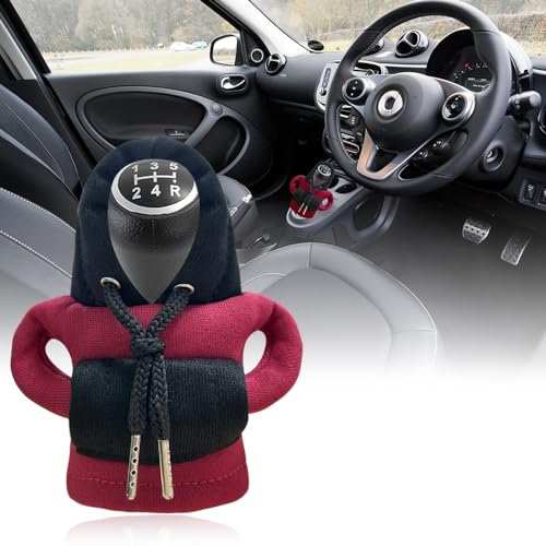 SXCCNW Auto Schaltknauf Abdeckung, Hoodie für Schalthebel, Überzug Dekoration Zubehör 15 x 13 cm Rot Schwarz