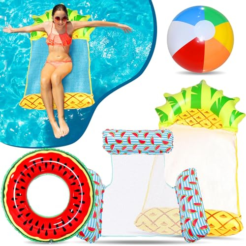 Lubibi Fauteuil Gonflable de Piscine,Matelas Gonflable Piscine,Bouee Piscine Adulte,Hamac Piscine,Anneau de Natation Gonflable,Flotteur de Piscine Gonflable,Ballon de Plage,Piscine,Adultes et Enfants