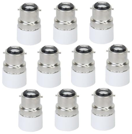 QmjdDymx 10Pcs B22 To E14 Socket Converter, Led B22 To E27 Adapter Light Bulb Adapter B22 To E14 Screw To Bayonet Bulb Adaptor Household Lamp Bases -White