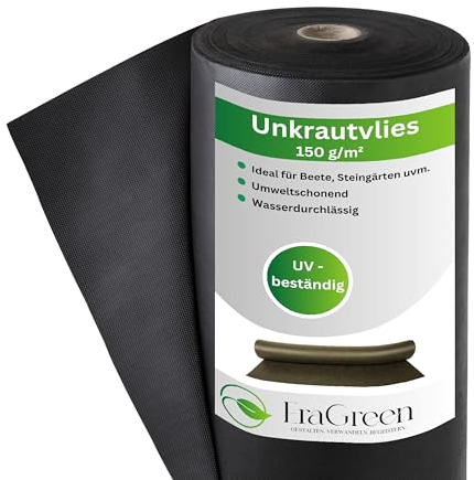 EraGreen Premium Unkrautvlies 150g/m² - 2m x 10m Gartenvlies wasserdurchlässig und UV-stabil - Unkrautmatte ideal für Garten und Hochbeet - umweltfreundliche Mulchfolie