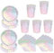 60 P Macarons Party Tableware Set for Her,Girls,Women,Macarons Paper Plates Paper Cups and Napkins,Sparkling Diamond Macaron Paper Dinnerware Set for Birthday,Wedding,Baby Shower Party Tableware
