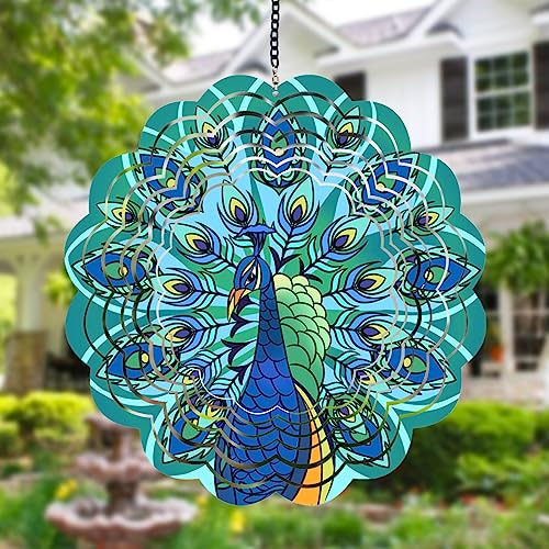 Pfau Metall Wind Spinners - Geschenke für Frauen Mama Oma Frau, Hanging Wind Spinner für Outdoor & Indoor Dekorationen, 30 cm Wind Spinner für Weihnachten Ornament Geschenke
