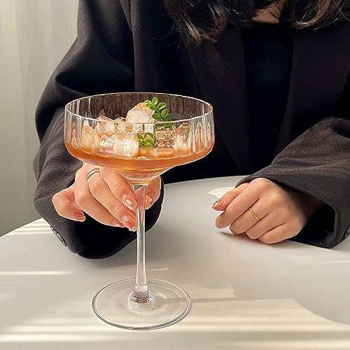 QIAOCEN Set di coppe per gelato in vetro trasparente, 5 ciotole da dessert con piede da 9,8 once, per coppe gelato, macedonie, cocktail, condimenti, feste, feste