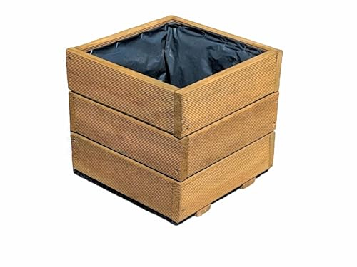 FKL DESIGN Home Deco Pflanzkasten aus Holz Pflanzkübel für GartenTerrasse Holzkasten Holzkübel Imprägniert D26 (Eiche, 30 x 30 x 24 cm)