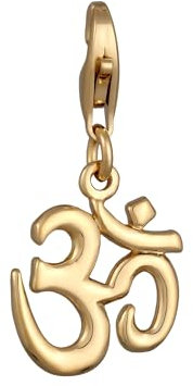 Charm Anhänger OM mit Karabinerverschluss für Bettelarmband und Charm Träger aus 925 Sterling Silber vergoldet