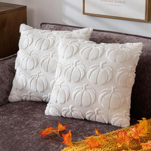 YuuFcy Kissenbezug 40x40 Herbstdeko Sofakissen Halloween Deko, Herbst Kissenbezüge Kissenhülle Herbstliche, Kissenbezüge 40x40 Kürbis Deko Wohnzimmer, Herbstdeko Pumpkin Kissen (D)