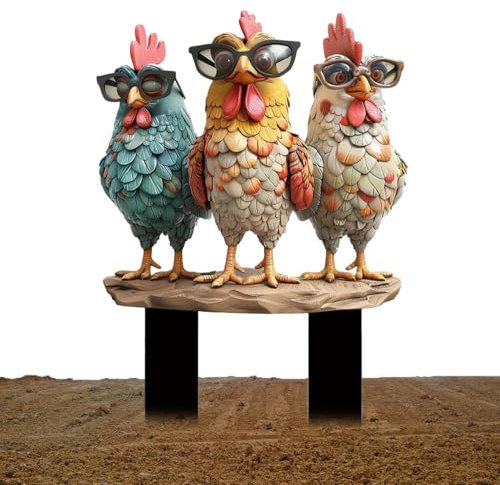 Gartenstecker | Gartendekoration für den Außenbereich aus Acryl | Topfheringe für Hof, Hofheringe mit Huhn, Gartendekoration aus Acryl, Erdspieß