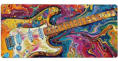 Gitarre Mauspad XXL Gaming 700x400x3 mm, Mauspad Groß Farbe Mousepad mit Anti Rutsch Basis und Wasser Resistent Oberfläche, Verbesserung Präzision und Geschwindigkeit der Büroarbeit, Desk Mat-LG338