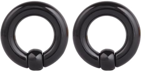 Calefee 5mm Ohr Plug, Ohr Flesh Tunnel Acryl Schwarzer Ring mit Kugel Ohr Piercing für Herren Ohr-Stretching 2 Stücke