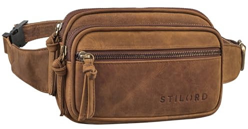 STILORD 'Juno' 2-in-1 Crossbody Bag Damen Leder Große Bauchtasche Damen Leder - Handy Gürteltasche - Echtleder Umhängetasche breiter Gurt Hüfttasche Brusttasche Crossbag, Farbe:vinto - braun